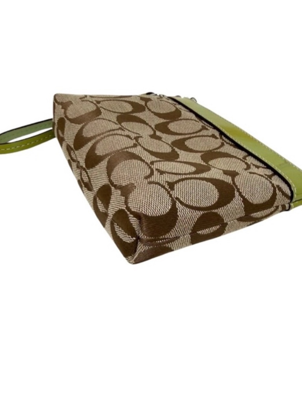 Coach Signature Canvas Wristlet in Brown and Lime Green *like new - Picture 5 of 9